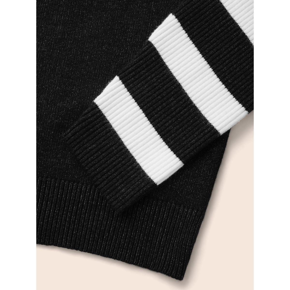 Plus Size Supersoft Essentials Gothic Skull Striped Sleeves Pullover Black Women Casual Loose Long Sleeve Round Neck Everyday Pullovers BloomChic 14-16/1X Product Image