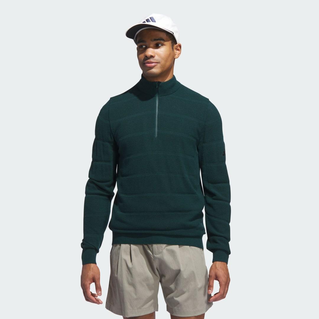 adidas Ultimate365 Tour Wind Knit Quarter-Zip Aurora Ivy M Mens Product Image