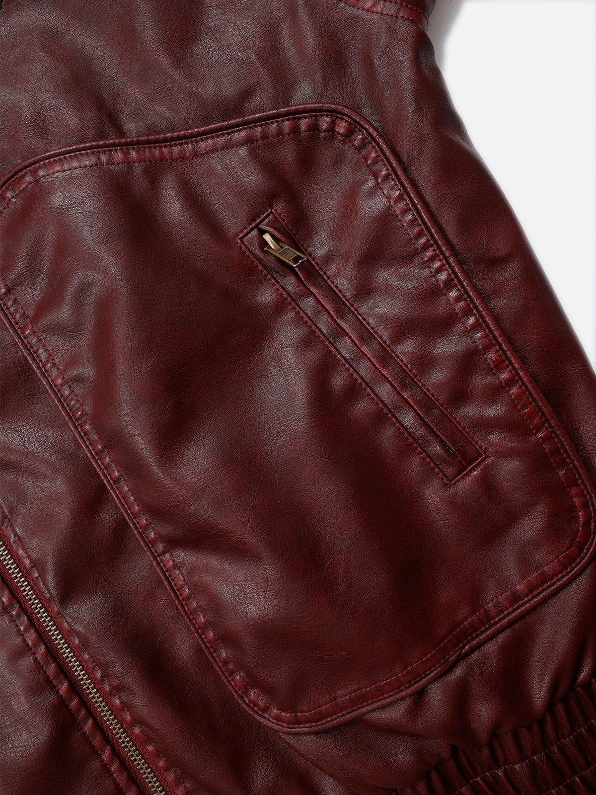 Aelfric Eden Detachable Collar Faux Leather Coat Product Image