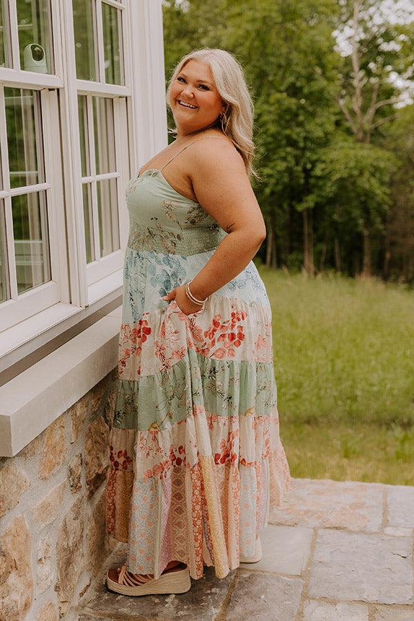 Whisk Me Away Floral Tiered Maxi Dress Curves Product Image