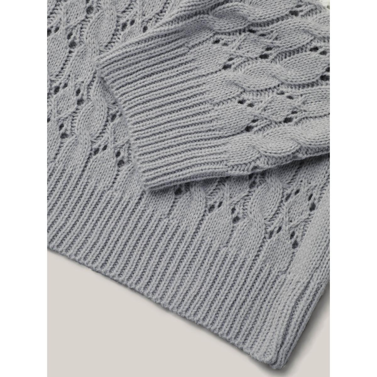 Plus Size Cable Knot Color-Block Open-Front Cardigan Crepe Women Casual Loose Long Sleeve Everyday Cardigans BloomChic 10/M Product Image