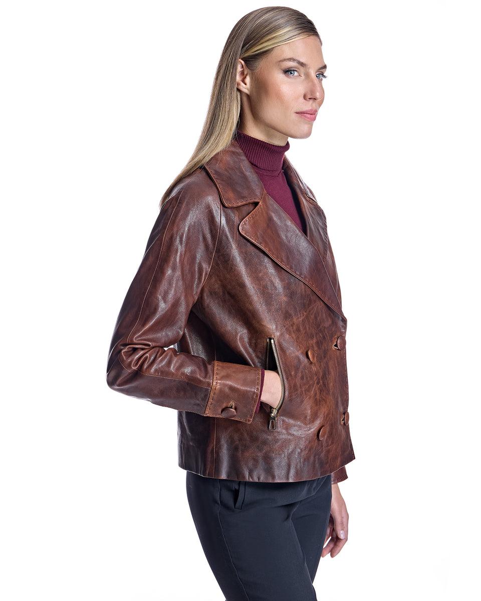 Distressed Leather Jacket Product Image