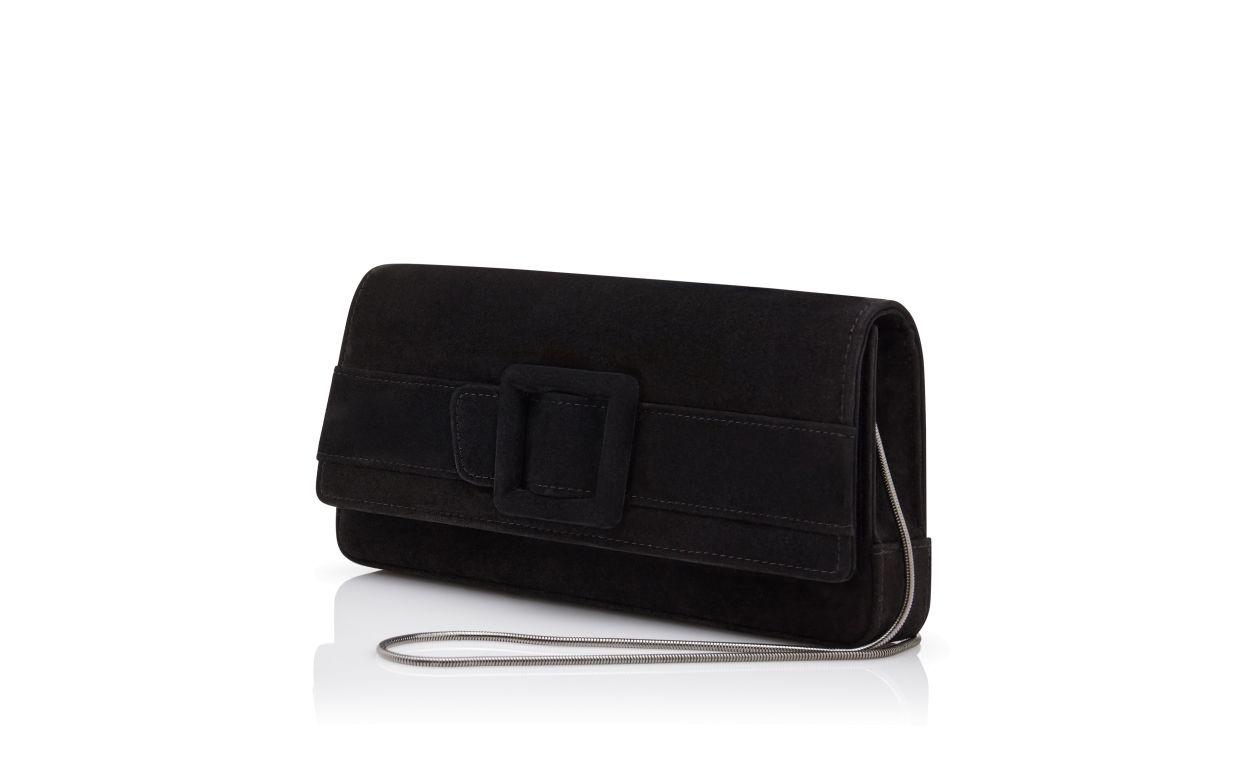MAYGOT Black Suede Buckle Clutch Product Image