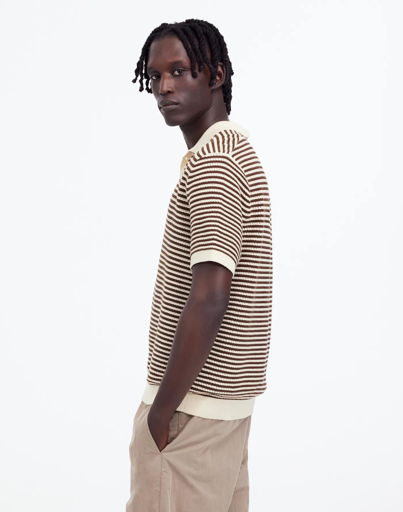 Pointelle Stitch Single-Button Sweater Polo Product Image