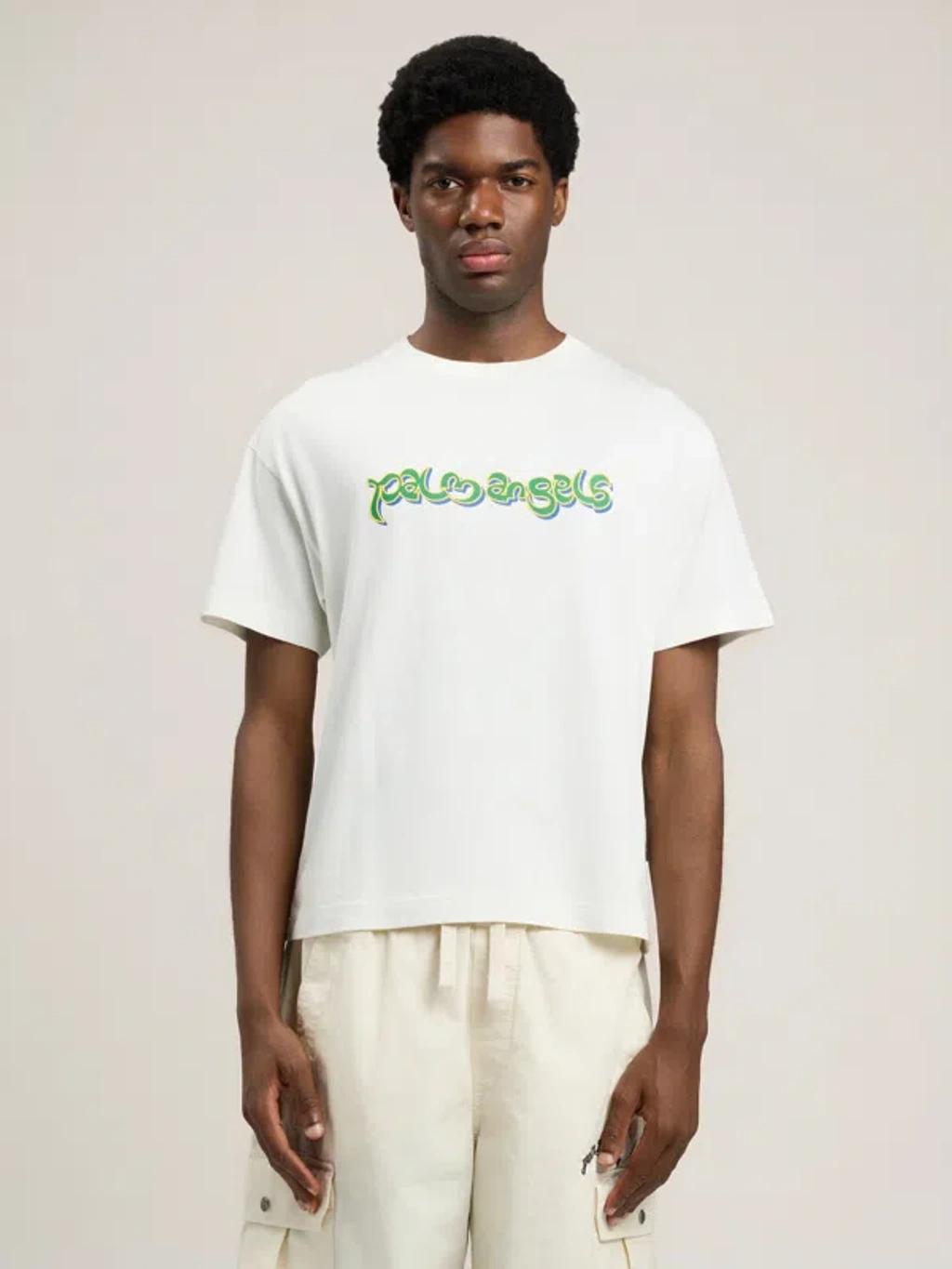 PALM ANGELS Logo Graphic T-shirt In Neutral Product Image
