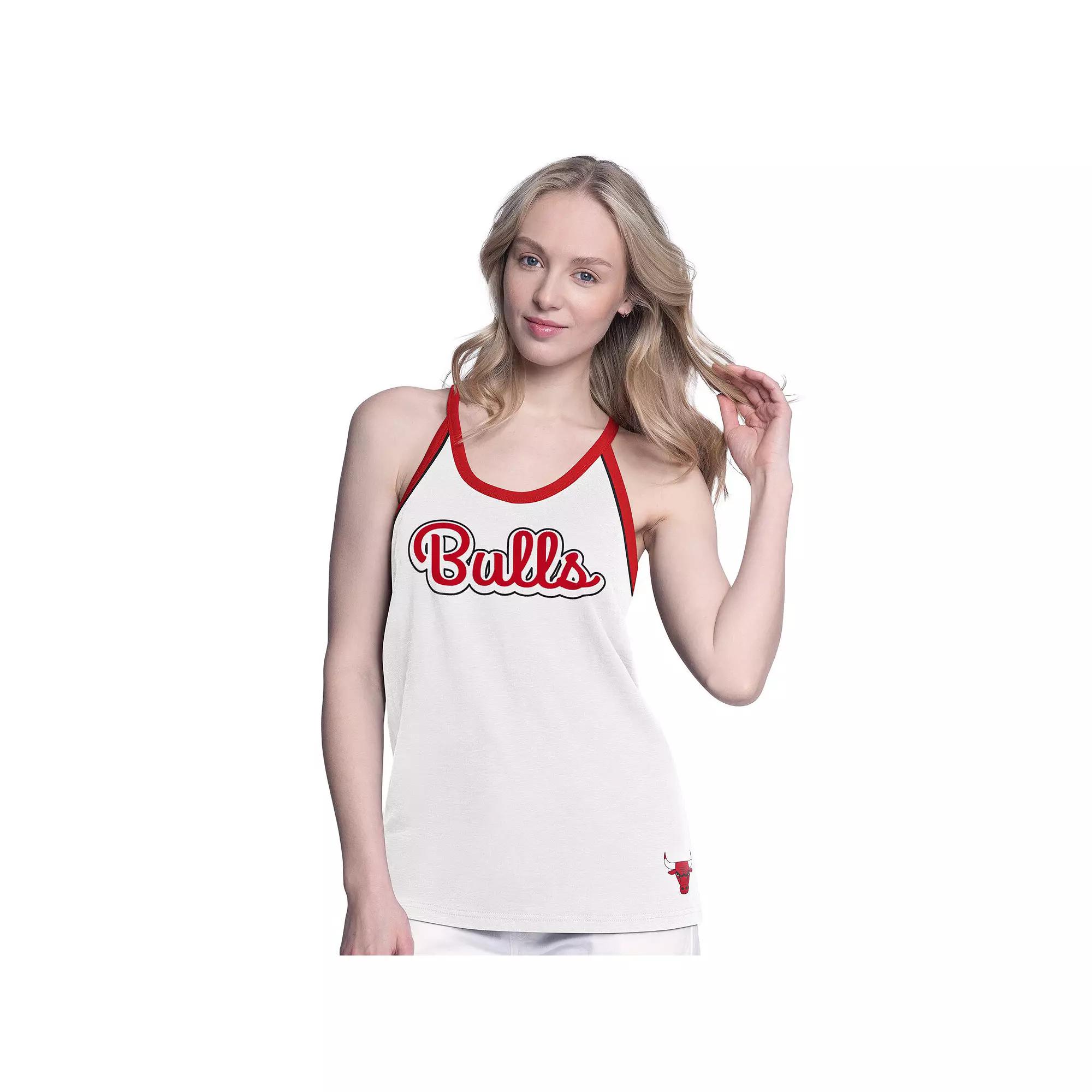 Women's G-III 4Her by Carl Banks White Chicago Bulls Curveball Racerback Tank Top,  Product Image