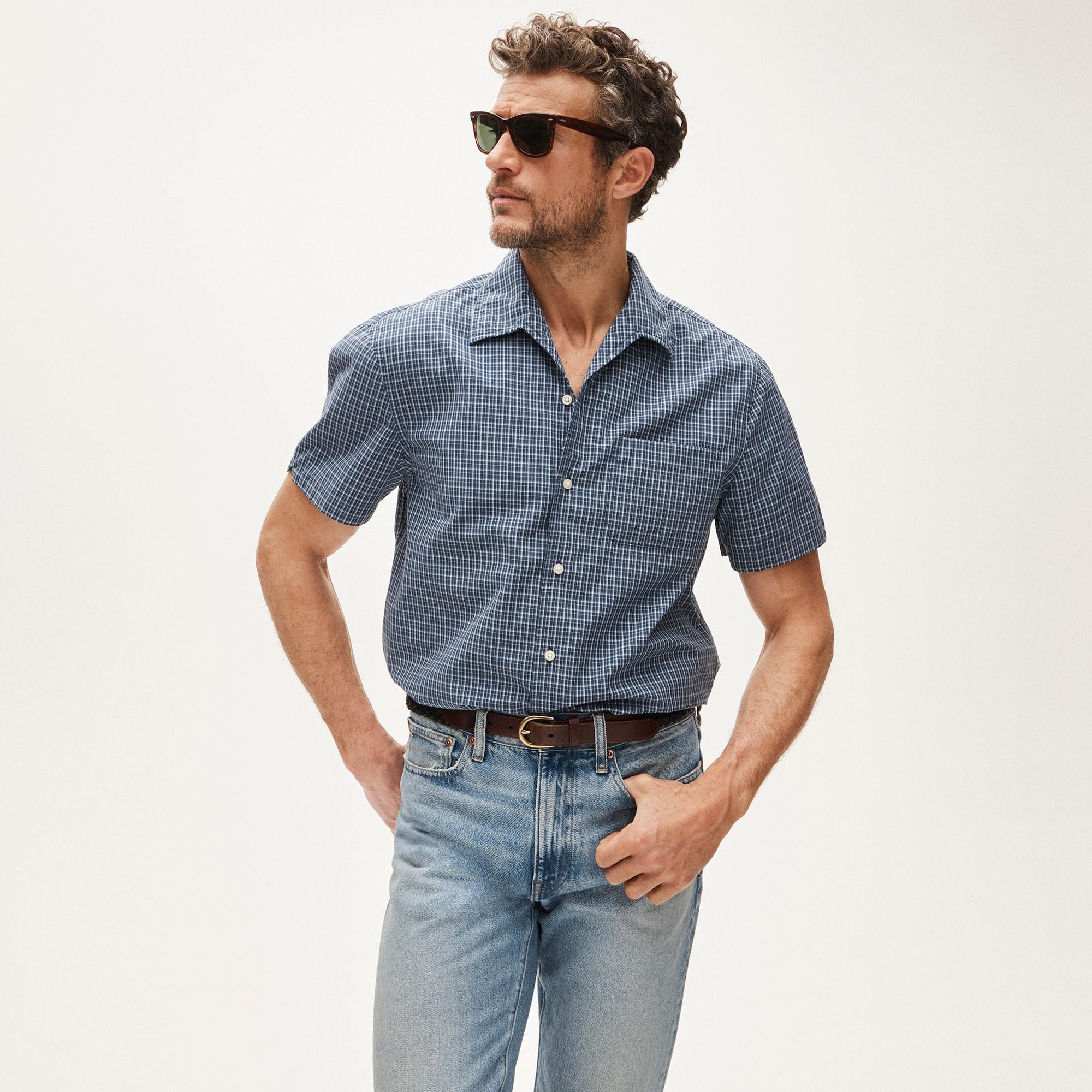 Short-sleeve cotton poplin camp-collar shirt Product Image