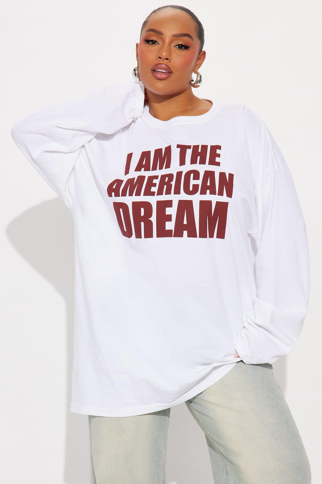 I Am The American Dream Oversize Long Sleeve Tee - White Female Product Image
