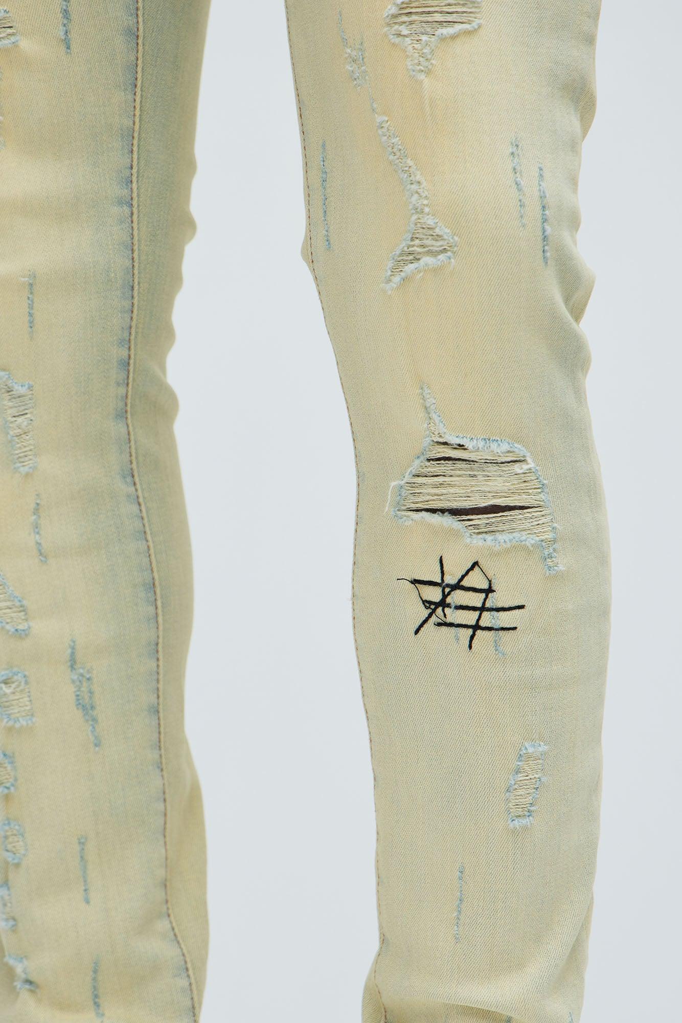 Get Stitches Ripped Skinny Jeans - Light Wash Product Image