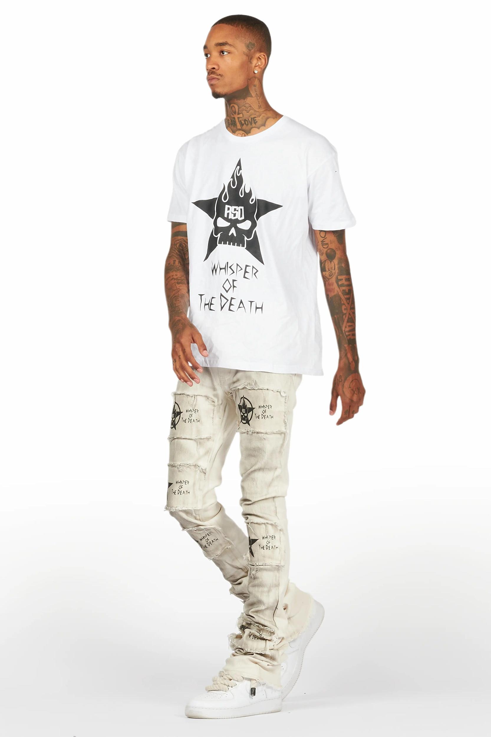 Jadon White/Beige T-Shirt/Super Stacked Flare Jean Bundle Male Product Image