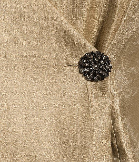 Alex Evenings Plus Size 3/4 Sleeve V-Neck Asymmetric Overlay Hem Blouse Product Image