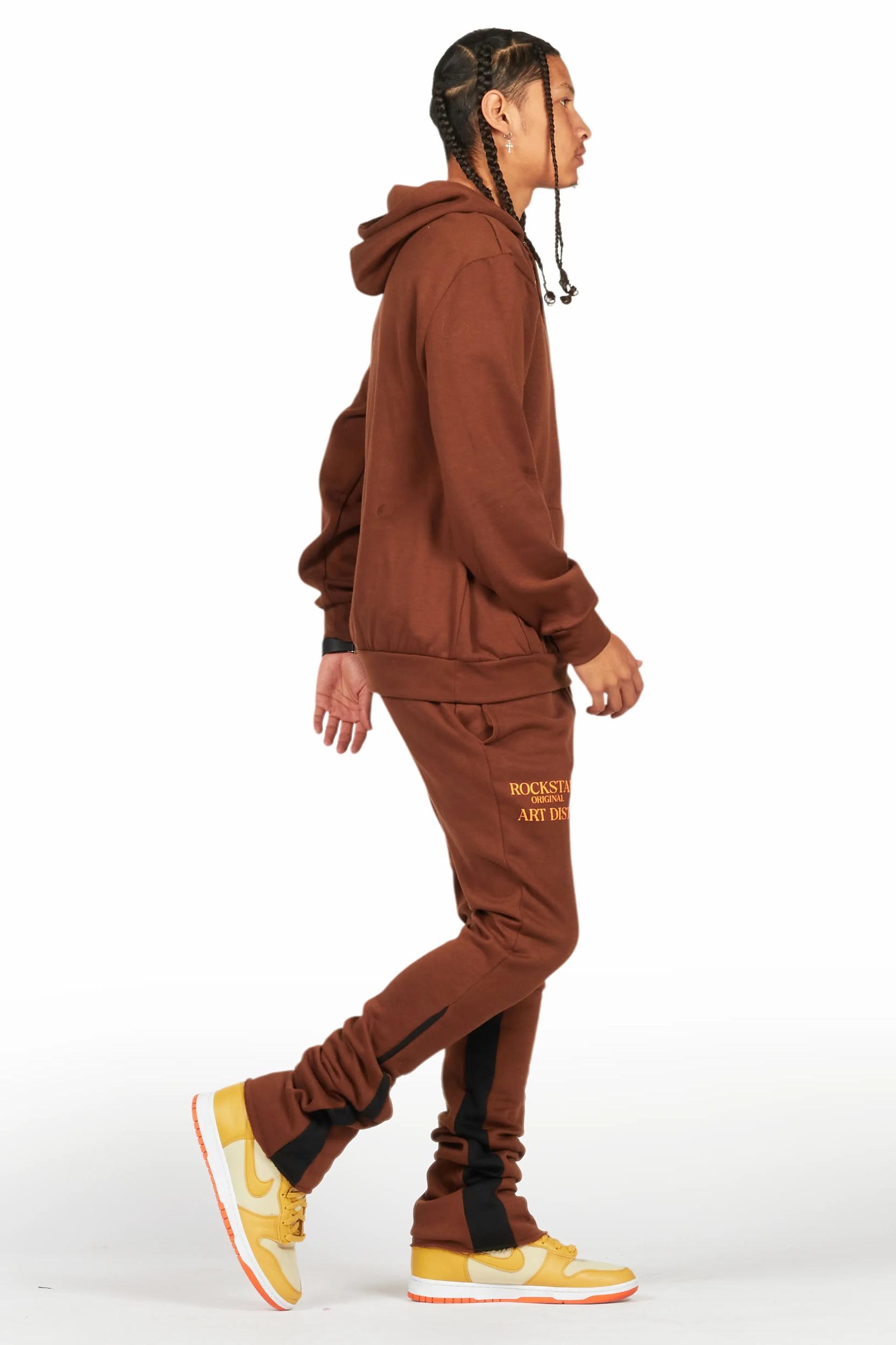 Briggs Brown Hoodie/Stacked Flare Track Set Male Product Image