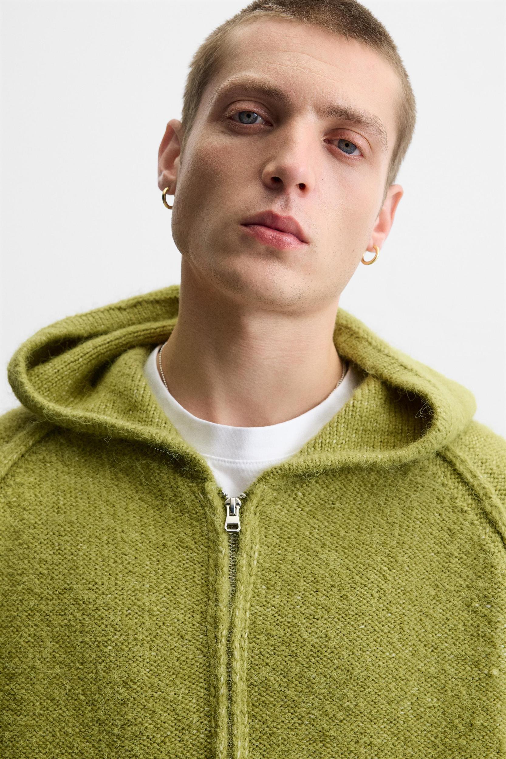 HOODED KNIT CARDIGAN Product Image