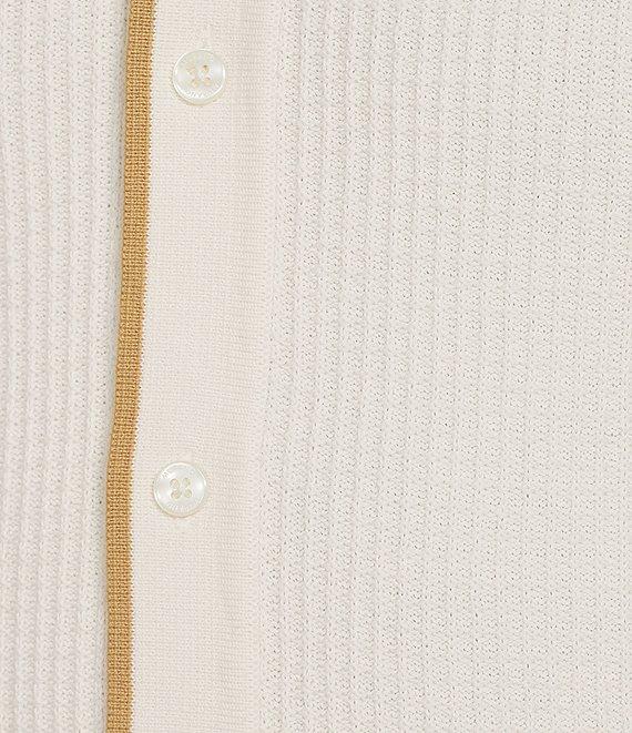 Murano Spread Collar Short Sleeve Sweater Knit Coat Front Shirt Product Image