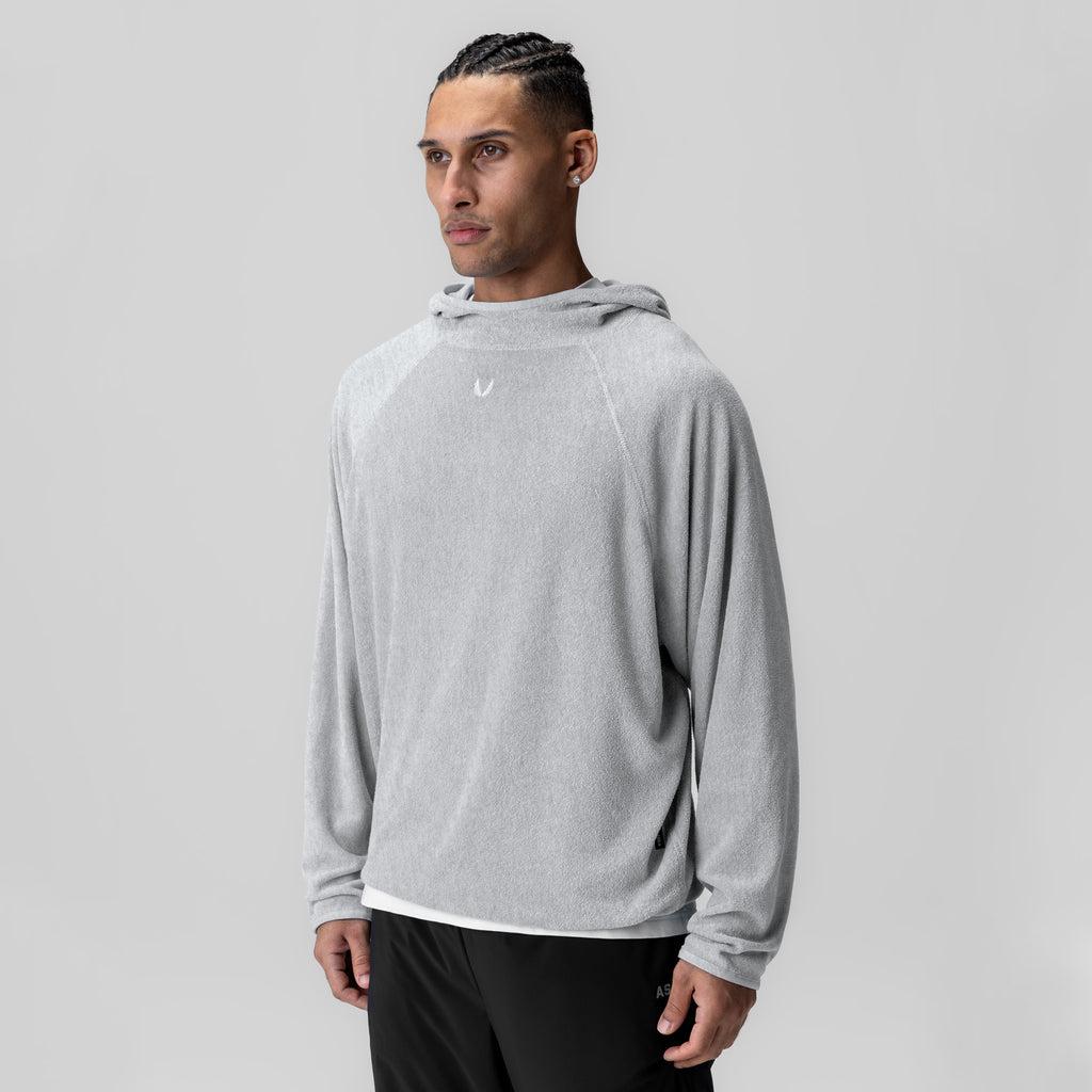 1054. Towel Terry Reversible Hoodie - Heather Grey Product Image
