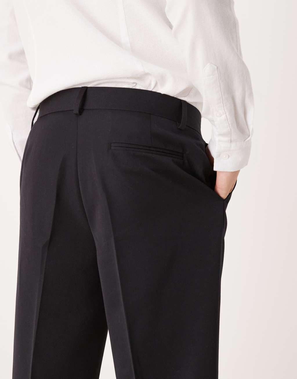 ASOS DESIGN smart straight leg cropped pants in black Product Image