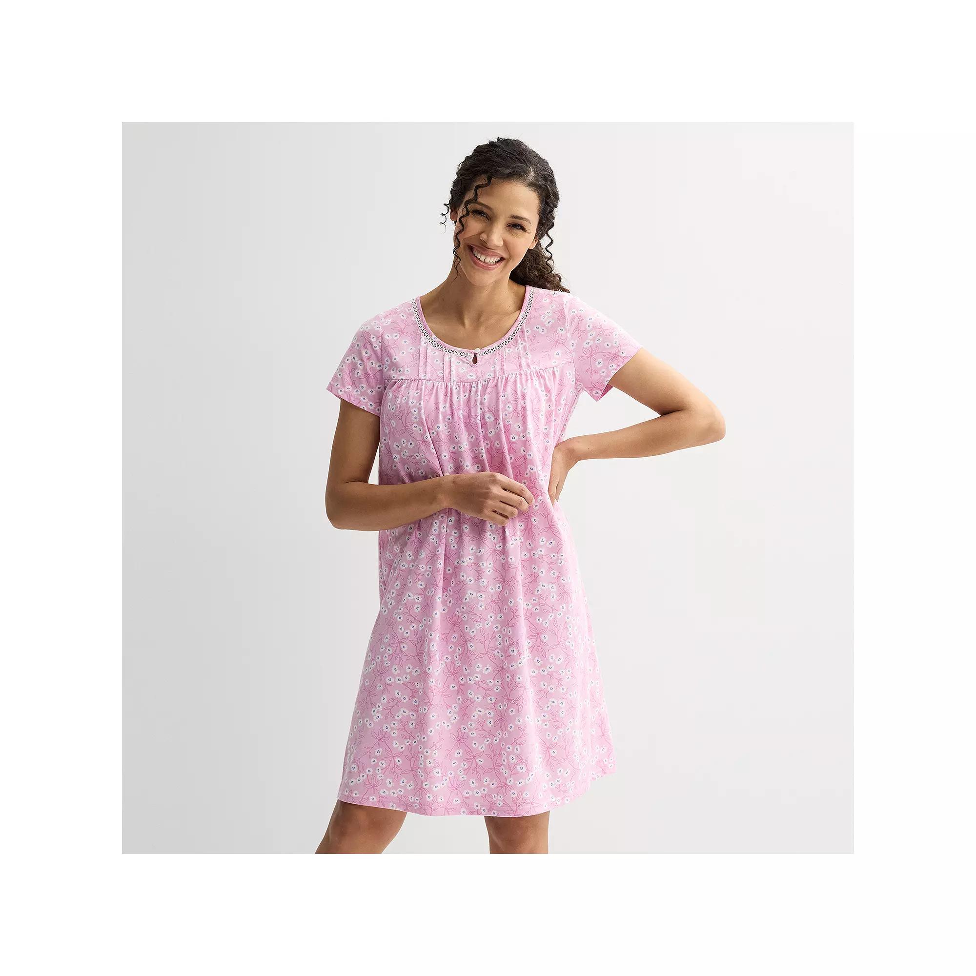 Women's Croft & Barrow® Knit Sleep Gown, Size: XL, Wild Daisies Pink Product Image
