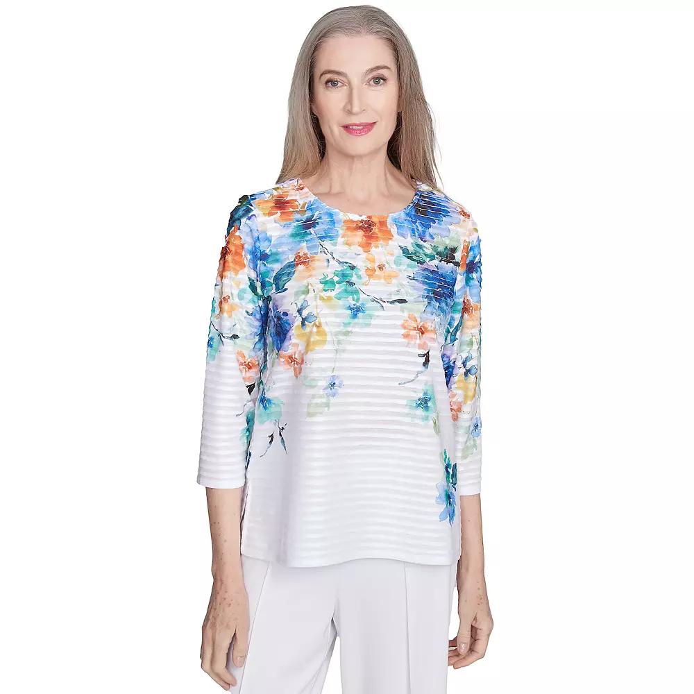 Women's Alfred Dunner Textured Floral Neckline Top,  Product Image