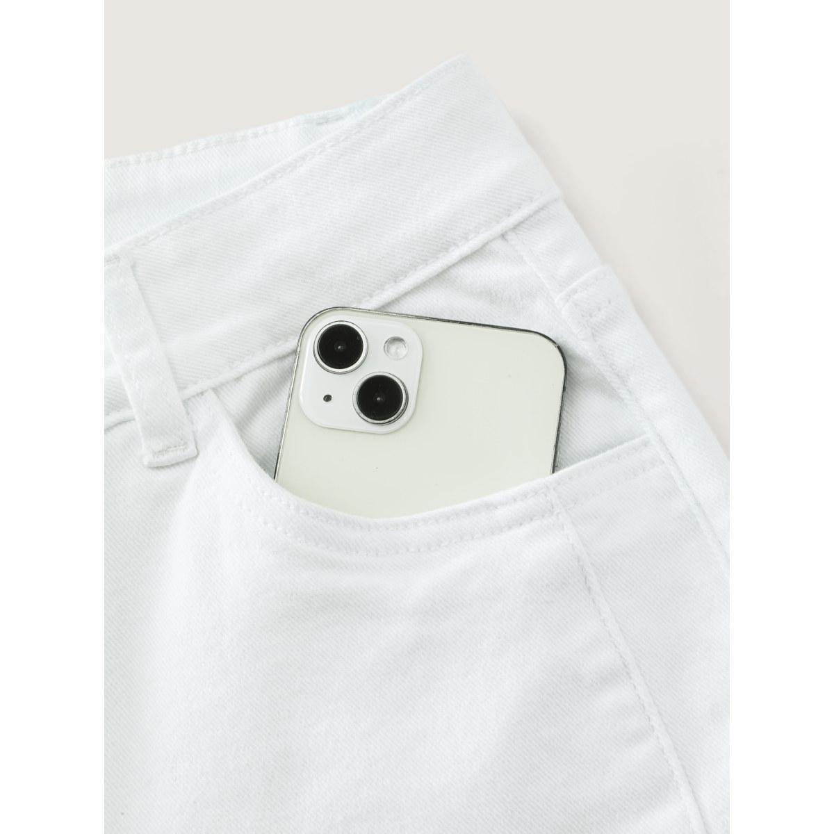 Plus Size Stretchy Straight-Leg Jeans Women Opticwhite Leisure High stretch Slanted pocket Jeans BloomChic 28/5X Product Image