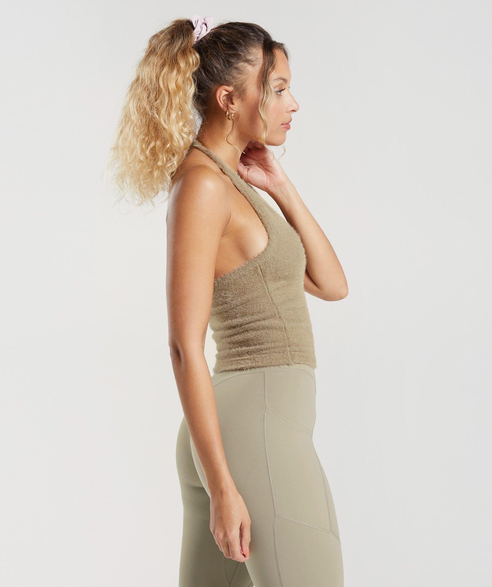 Gymshark Whitney Eyelash Knit Midi Halter Top - Cement Brown Female Product Image