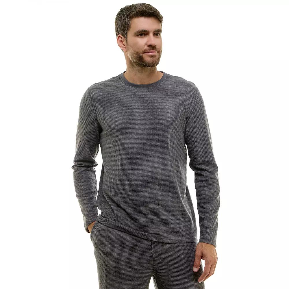 Men's Sonoma Goods For Life® Supersoft Waffle Weave Long Sleeve Pajama Top, Size: Large, Dark Grey Product Image