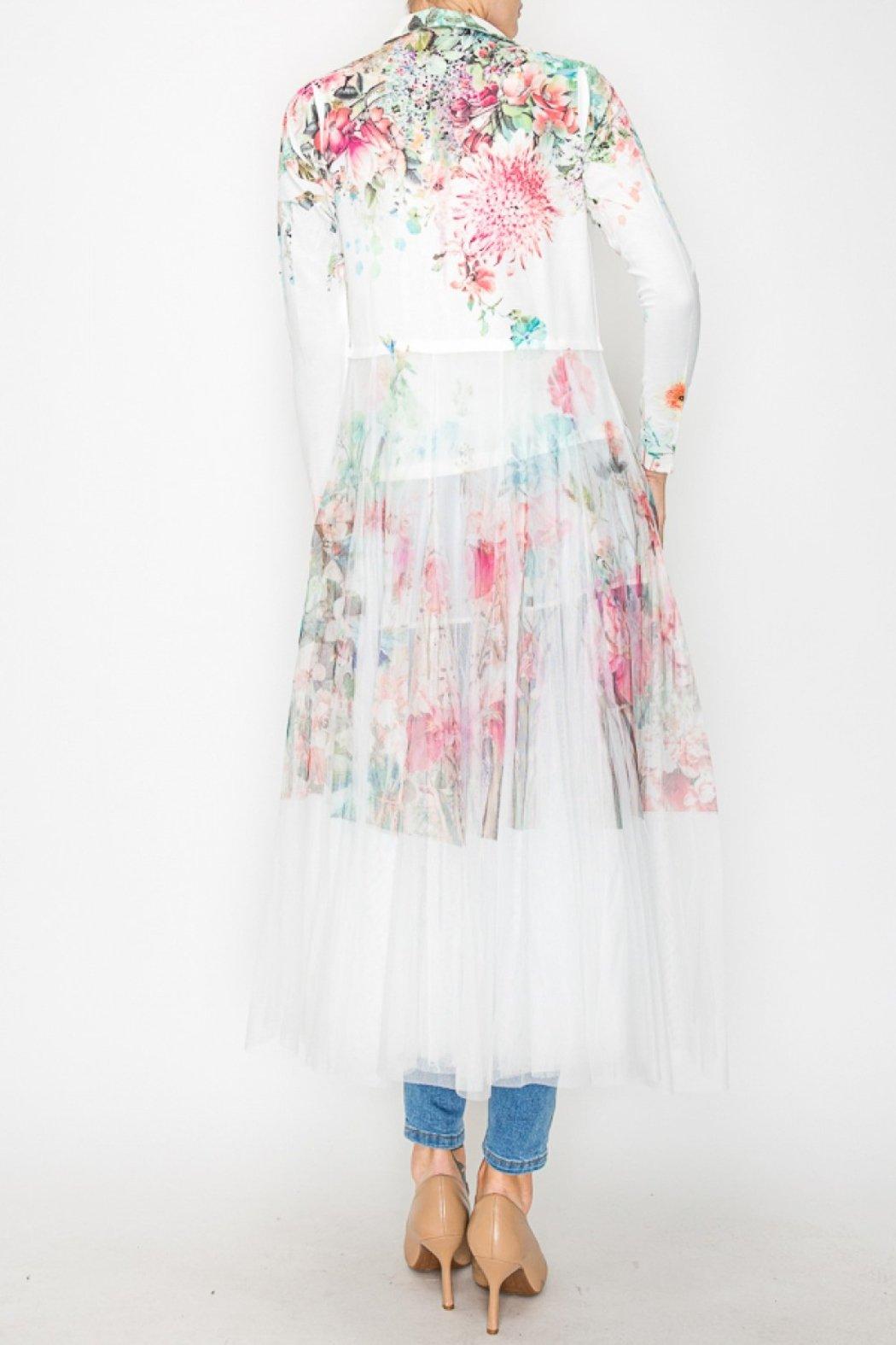 White Floral Mesh Duster Product Image