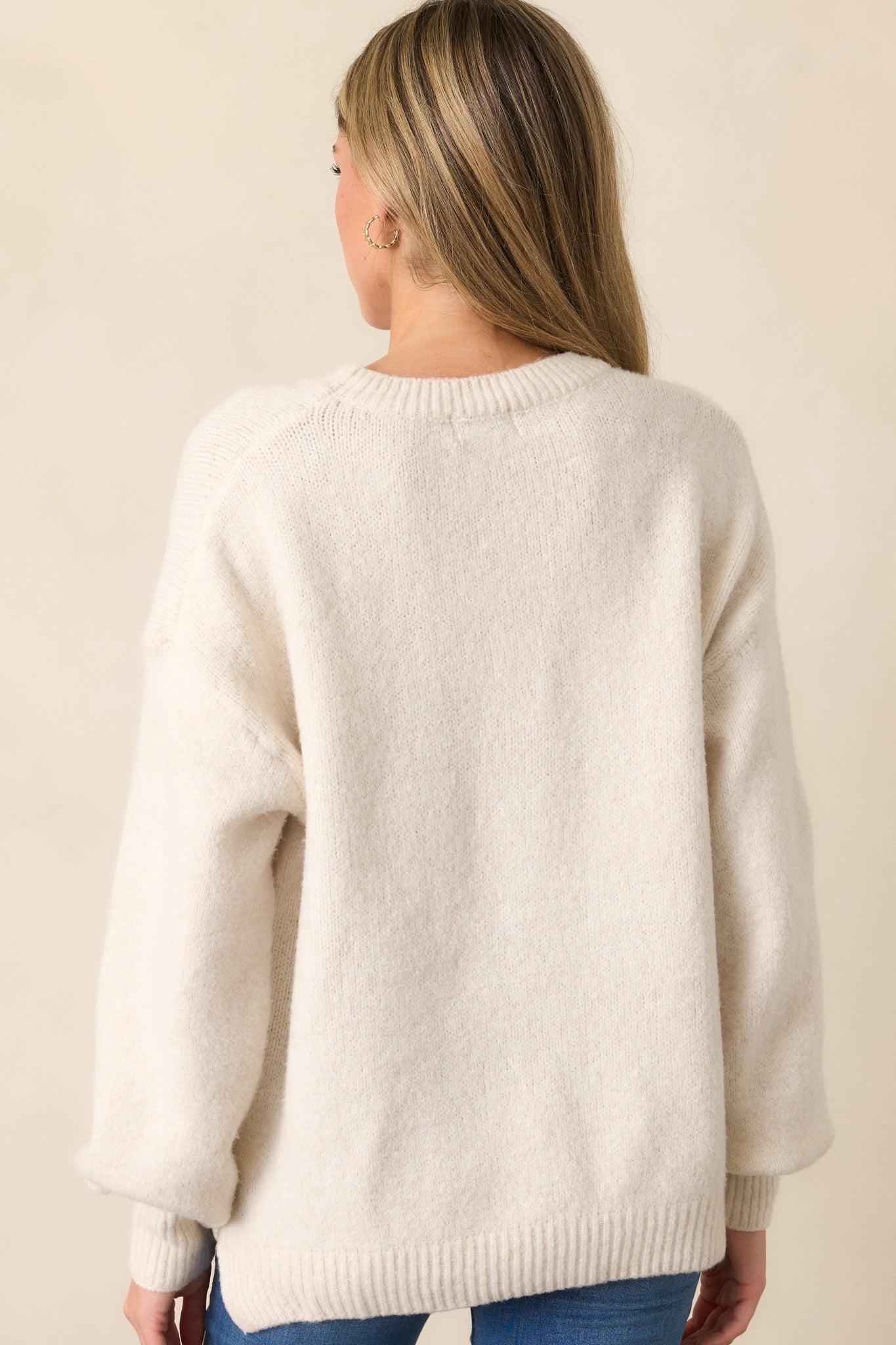 From Time To Time Oatmeal Pullover Sweater Product Image