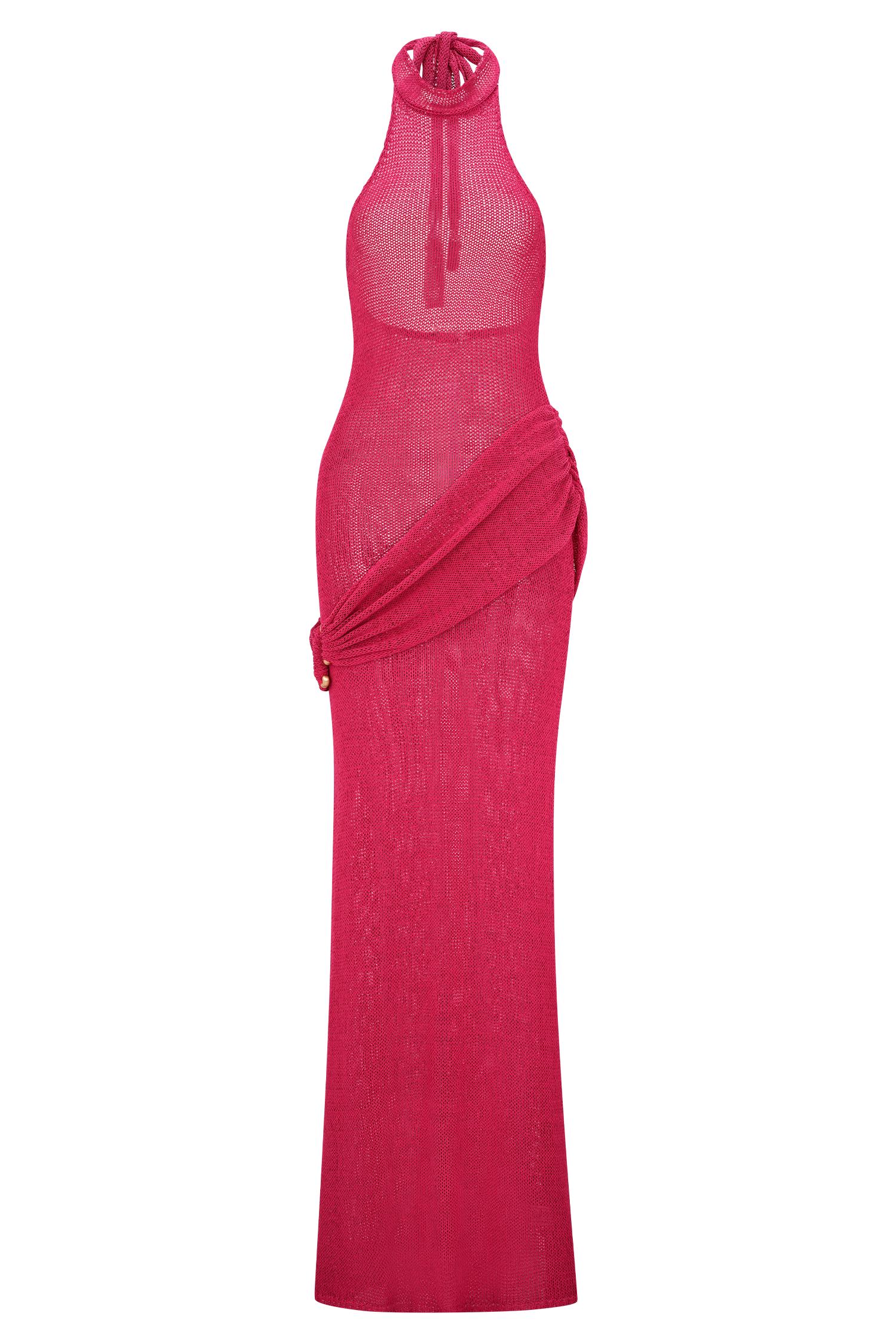 Reece Halter Knit Maxi Dress - Dragonfruit Product Image
