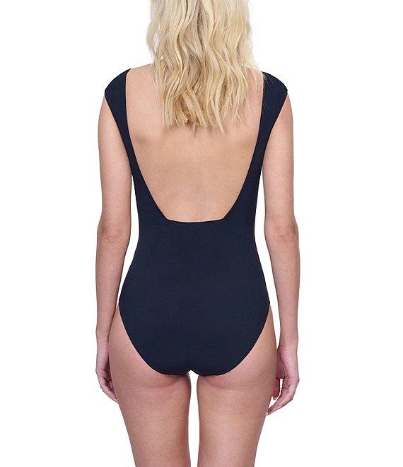 Gottex Monte Carlo Solid Square Neck Cap Sleeves Underwire Tummy Control One Piece Swimsuit Product Image