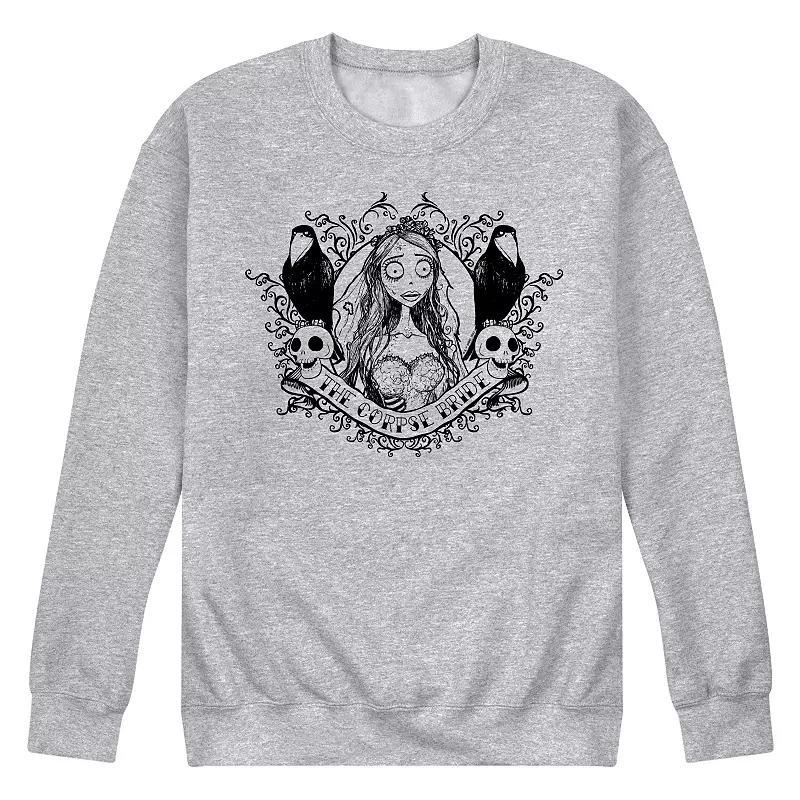 Mens Corpse Bride Crows Graphic Fleece Grey Gray Product Image