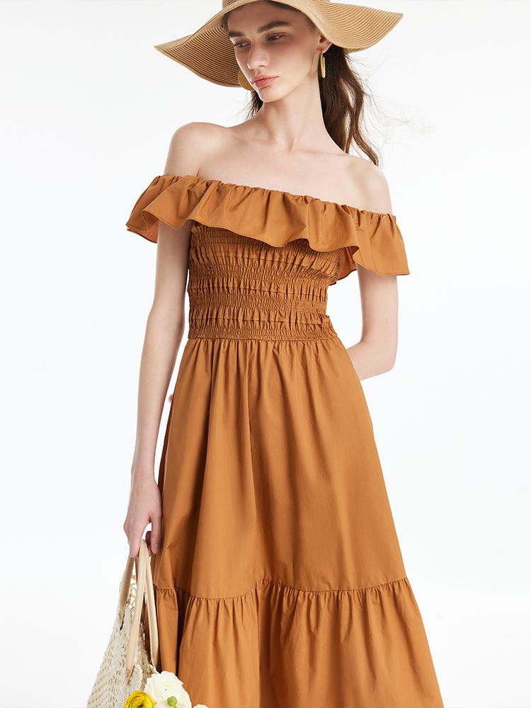 Ruffle Off Shoulder Women Maxi Dress Product Image