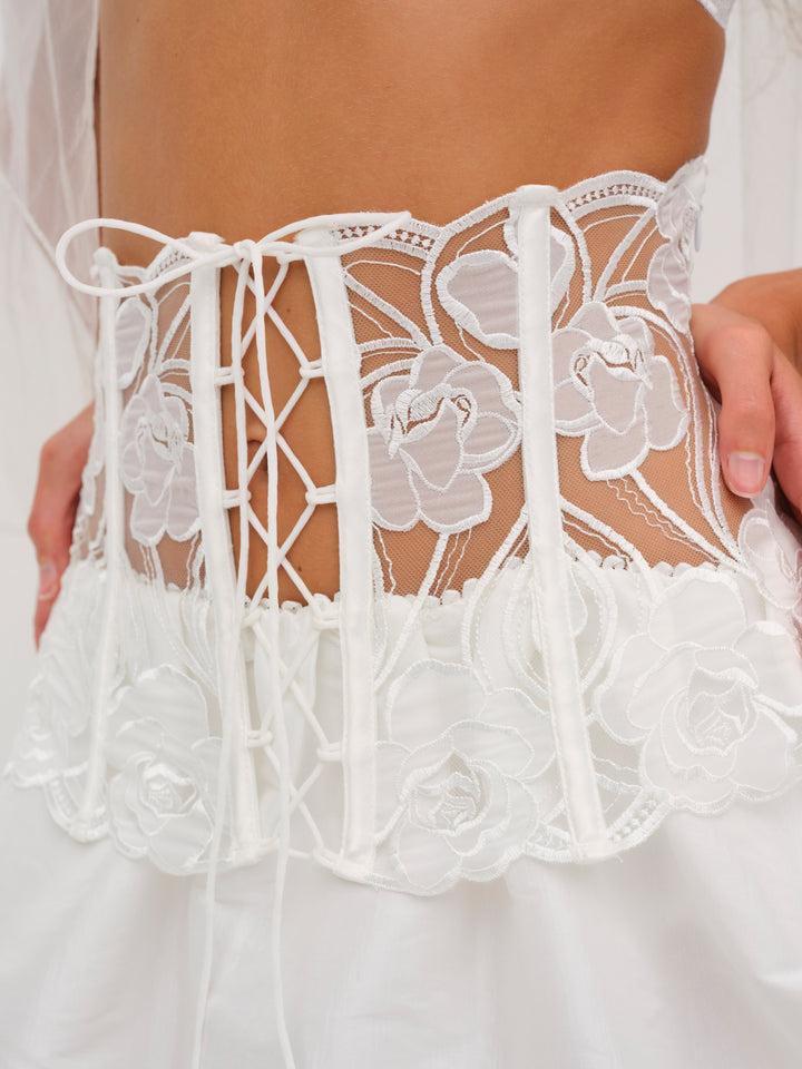 Blushing Blooms Mini Skirt — White Product Image
