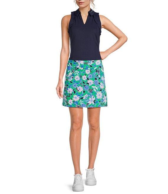 Lilly Pulitzer Martina Luxletic Knit Collared V-Neck Sleeveless Ruffle Top Product Image