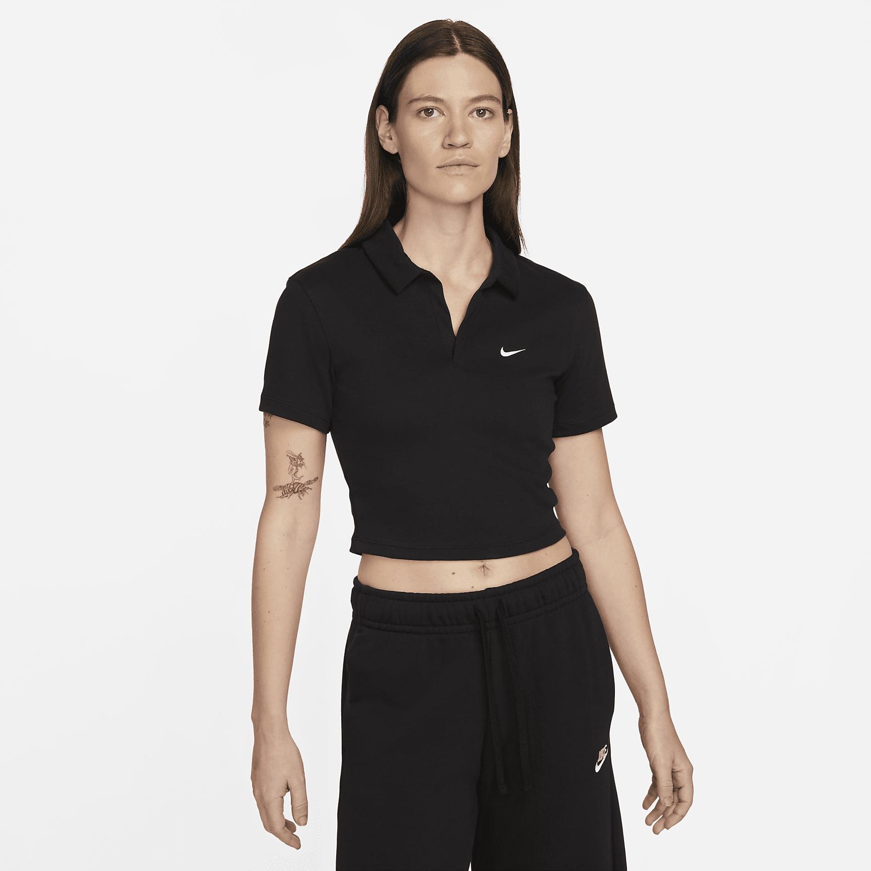 Womens Nike Sportswear Essential Short-Sleeve Polo Top | DV7884-010 Product Image