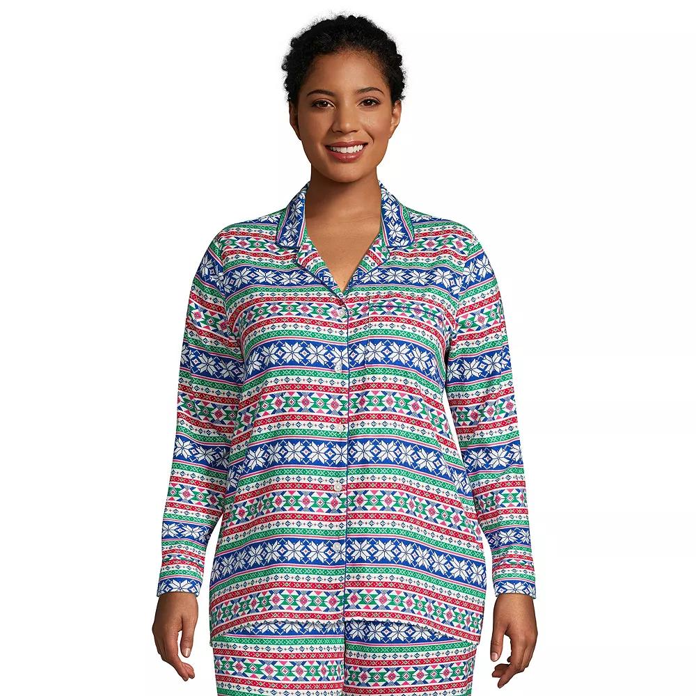 Plus Size Lands' End Long Sleeve Flannel Pajama Top, Women's, Size: 1XL, Heritage Red Plaid Product Image