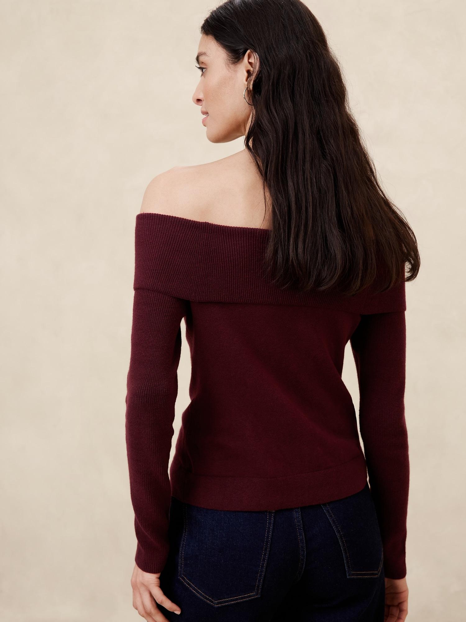 Off -The-Shoulder Pullover Sweater Product Image