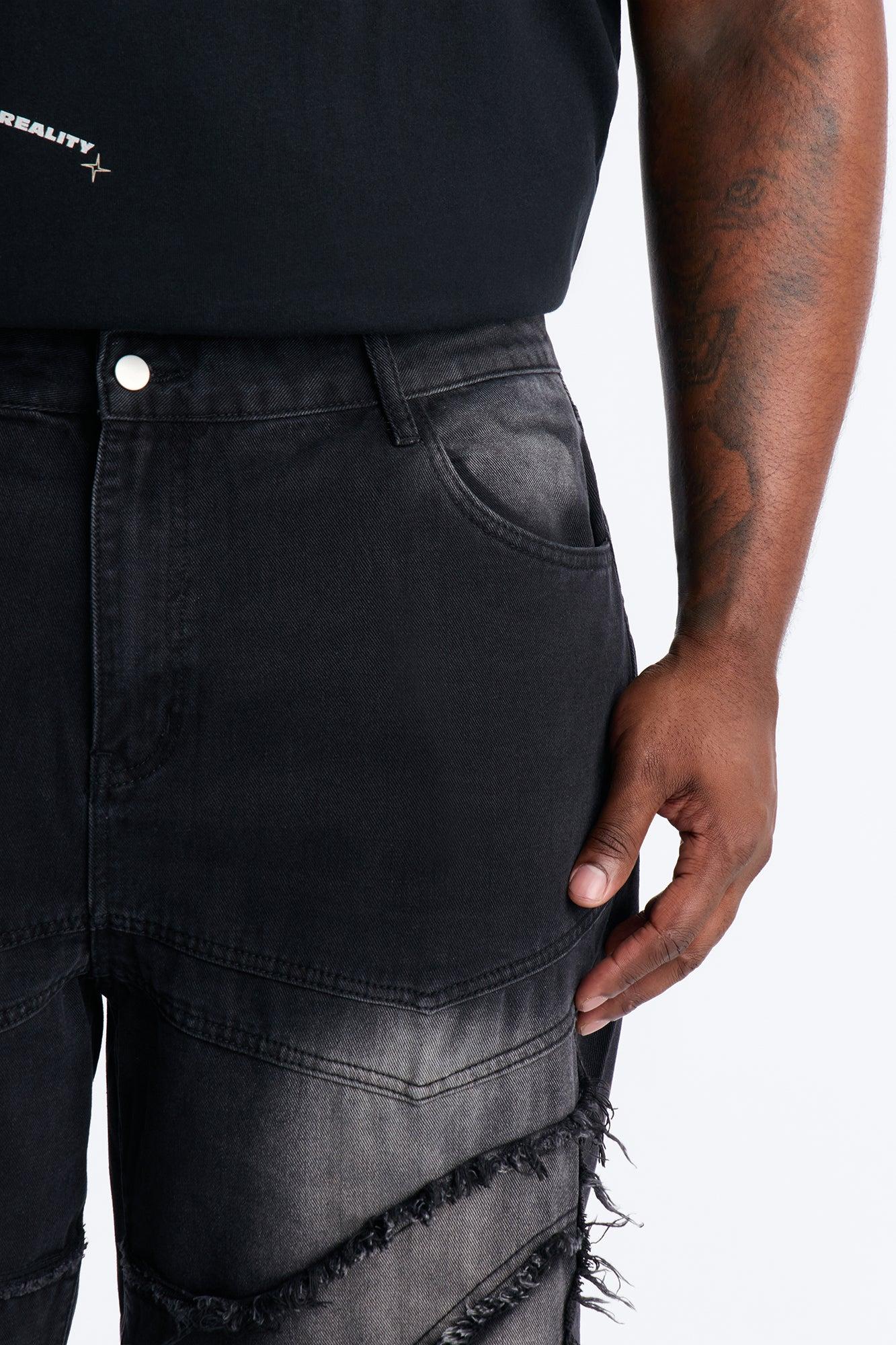 Straight Street Fray Jeans - Black Wash Product Image