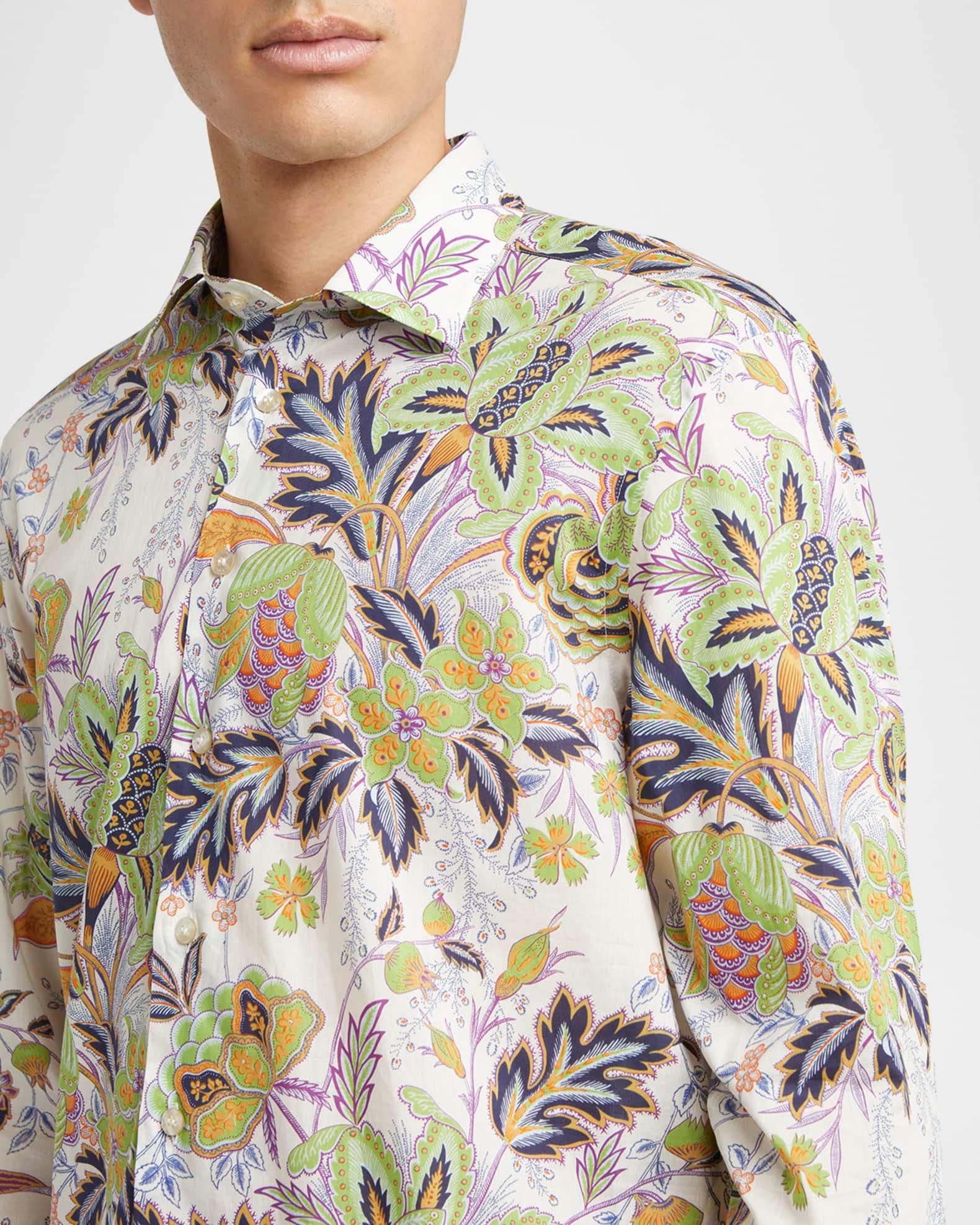 Men's Cotton Floral Palm Sport Shirt Product Image