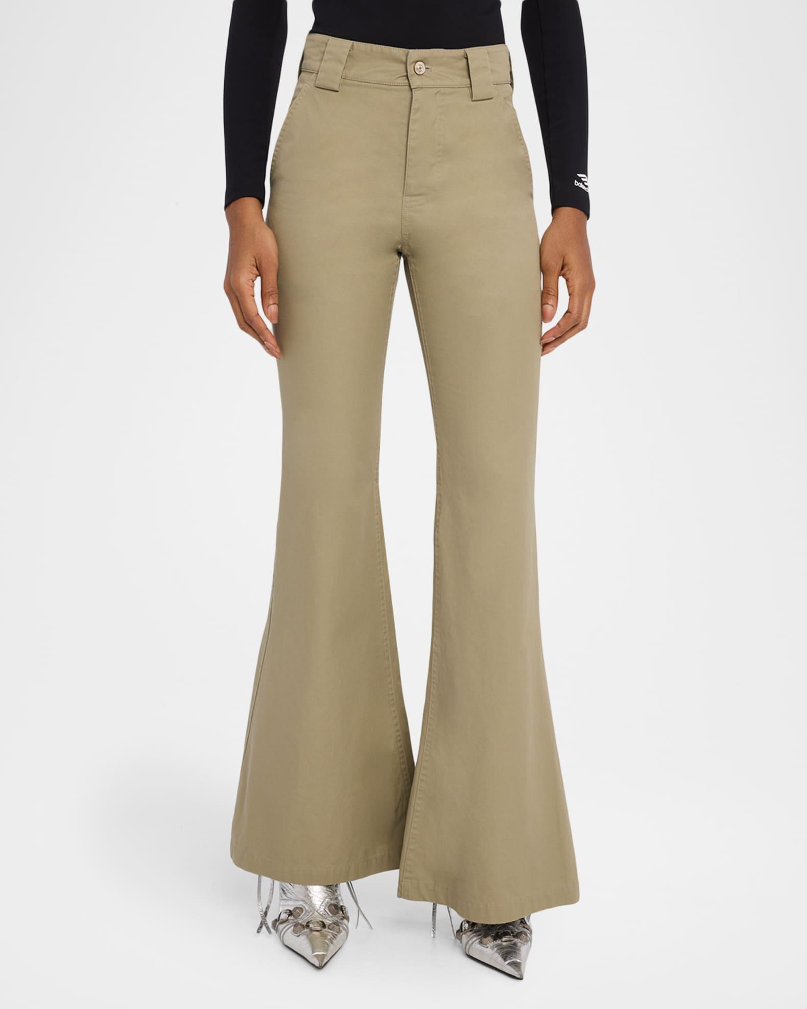 Mid-Rise Cotton Flared Pants Product Image