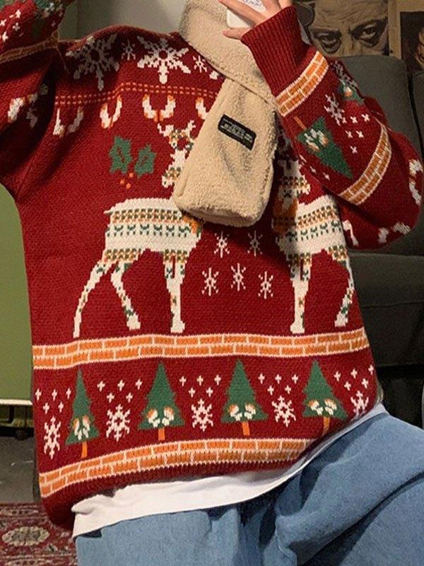 Christmas Deer Crew Neck Sweater Product Image