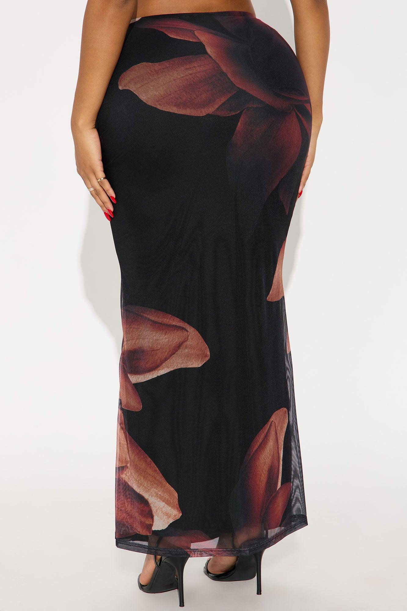 Lilith Floral Mesh Maxi Skirt - Black/combo Female Product Image