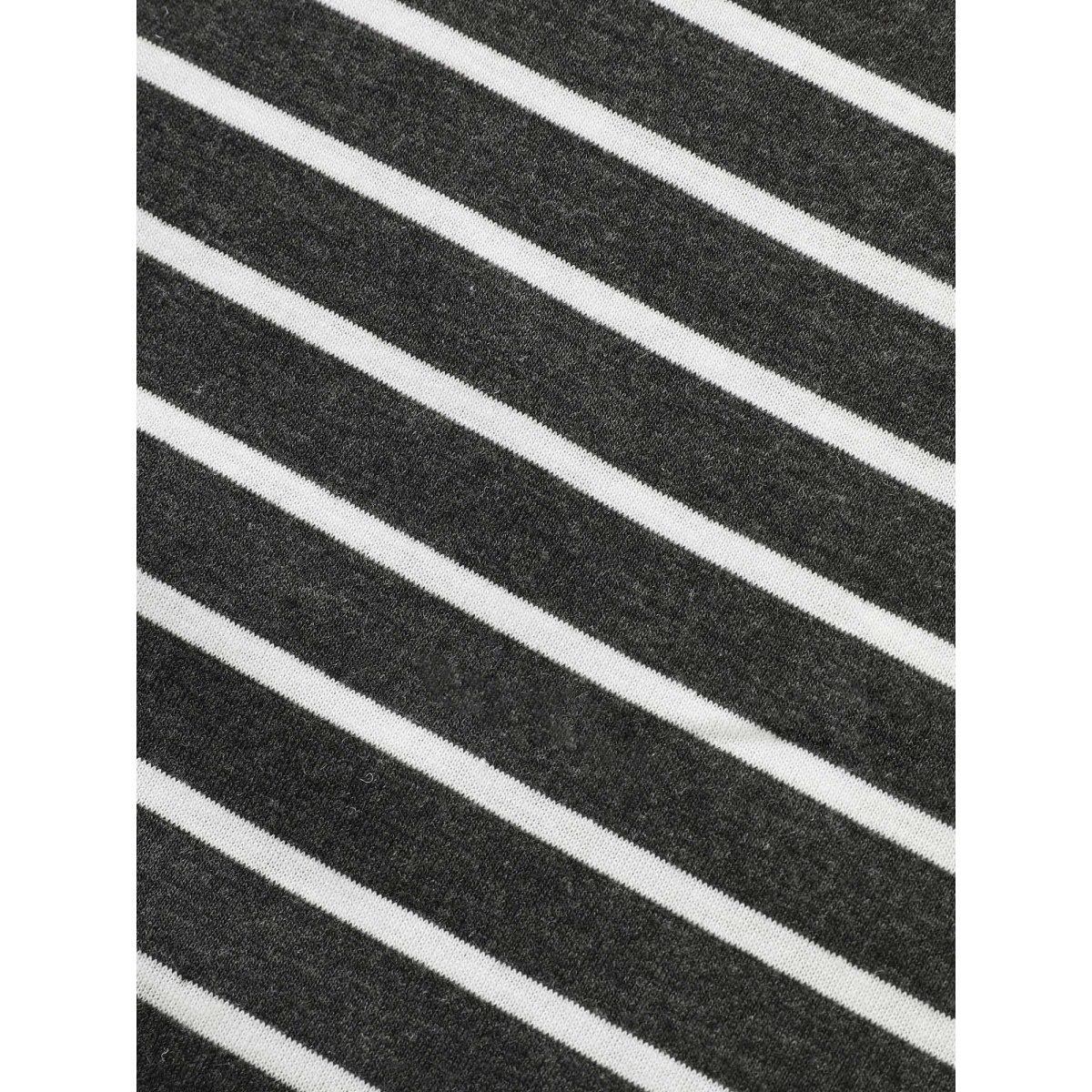 Plus Size Striped Button Up Raglan Sleeve T-shirt Gray Women Casual Contrast Striped Round Neck Everyday T-shirts BloomChic 18-20/2X Product Image