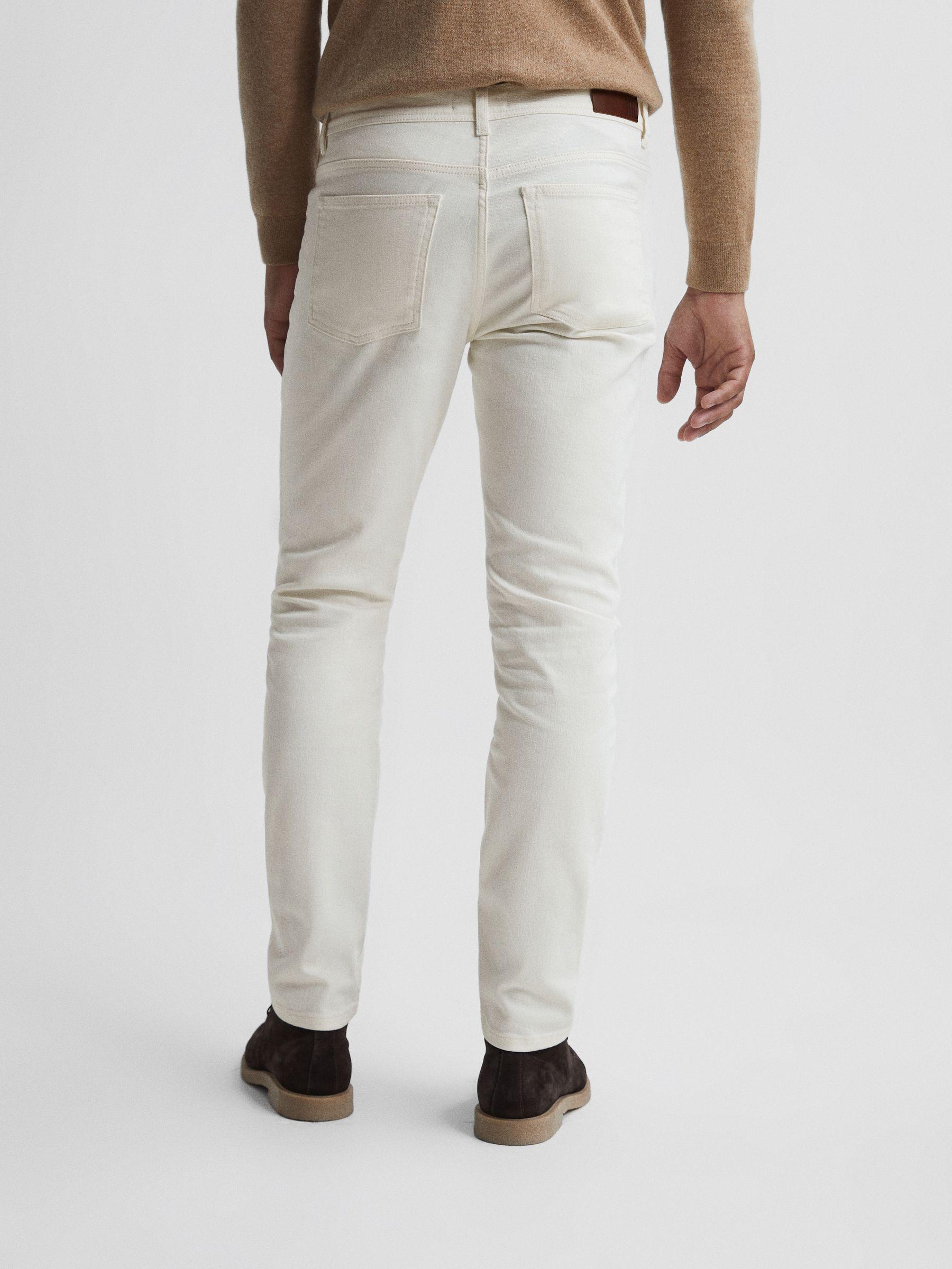 Tapered Slim Fit Stretch Jeans in Ecru Product Image
