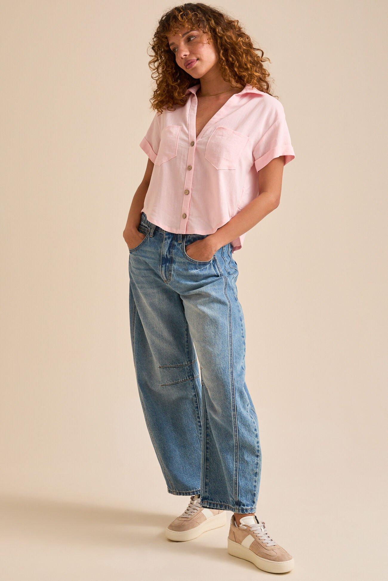 Courtney Crop Linen Shirt Product Image