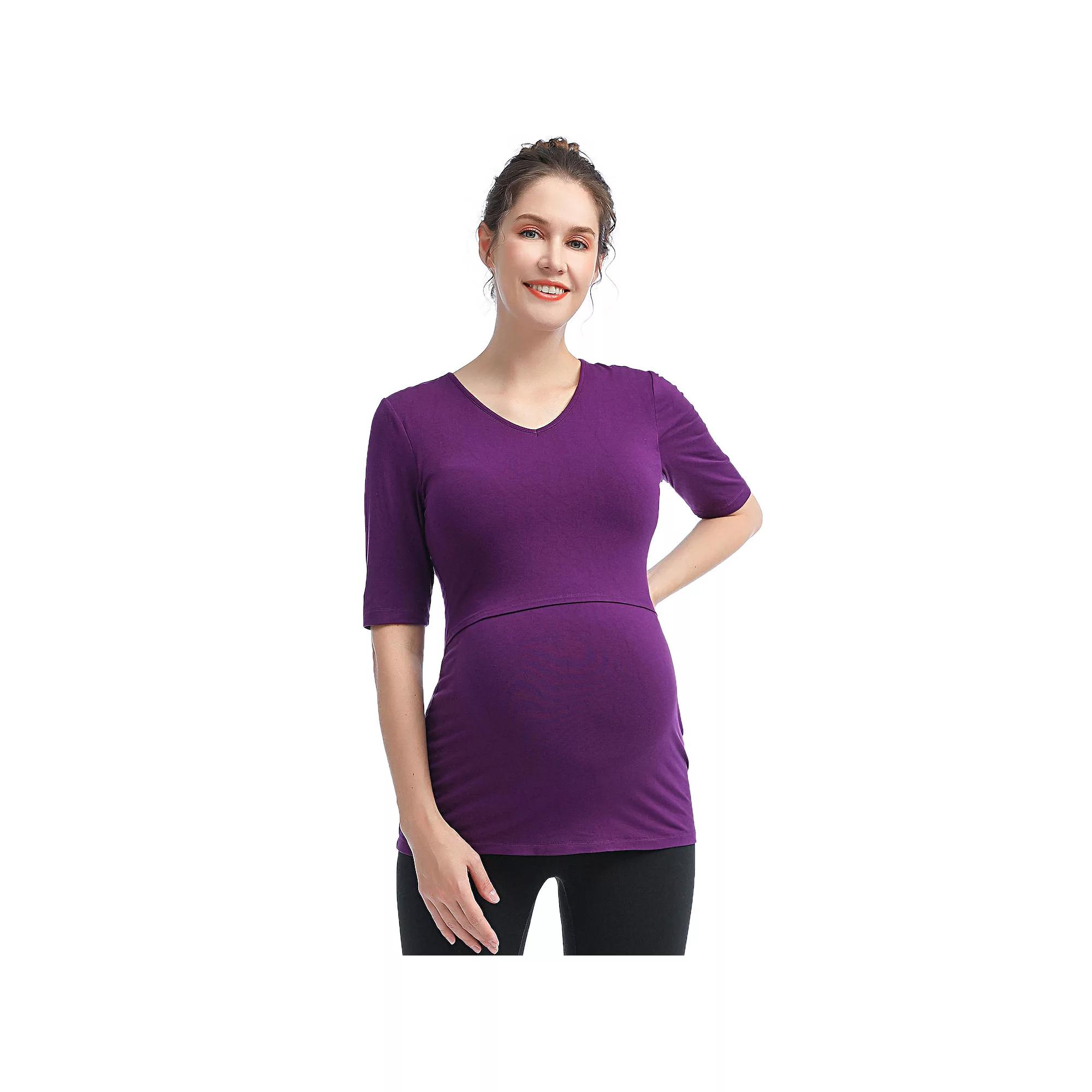 Maternity Pokkori Tiered Nursing Top, Women's, Size: Small-Mat, Eggplant Product Image