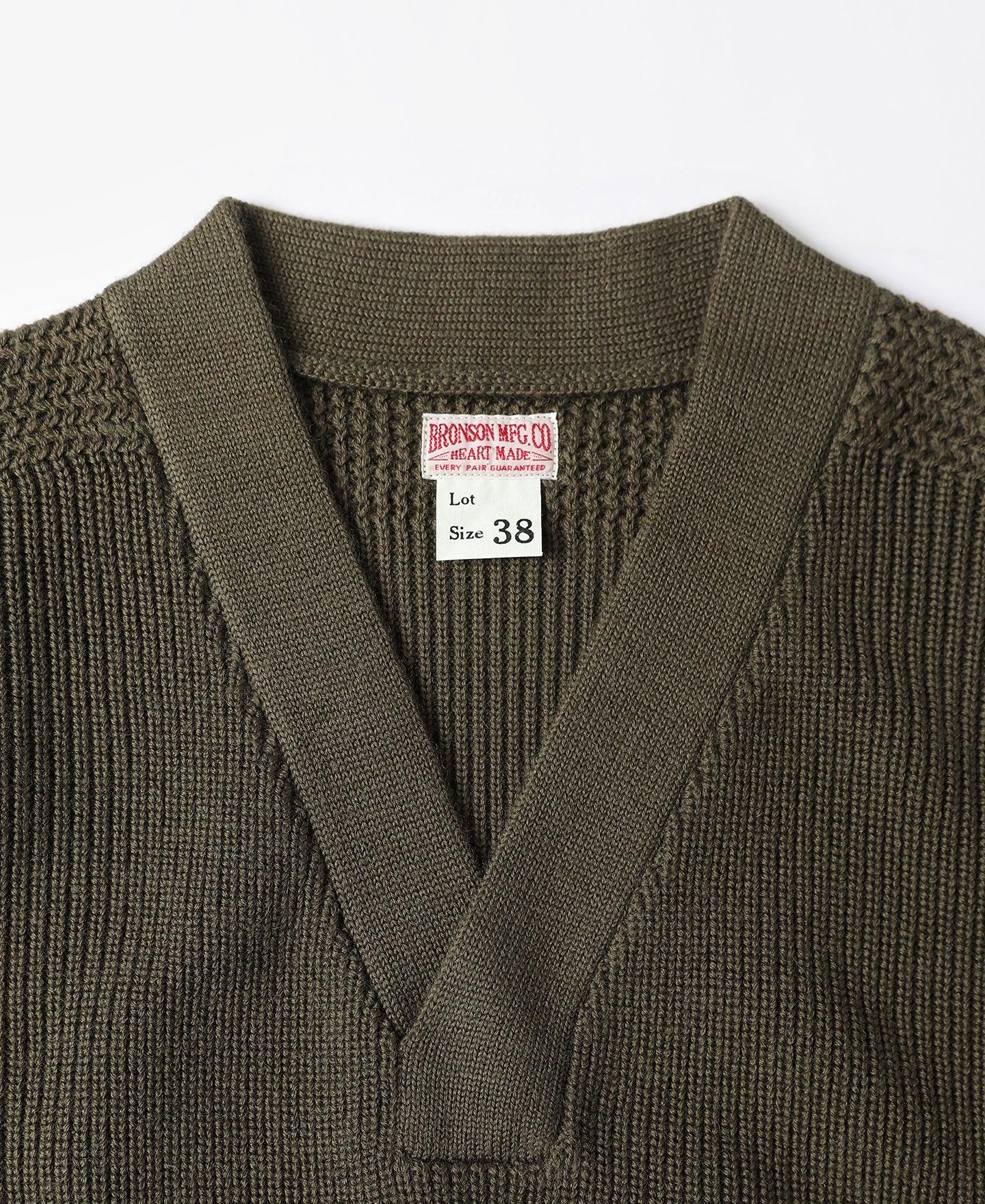 USAAF Type A-1 V-neck Mechanics Sweater - Olive Product Image