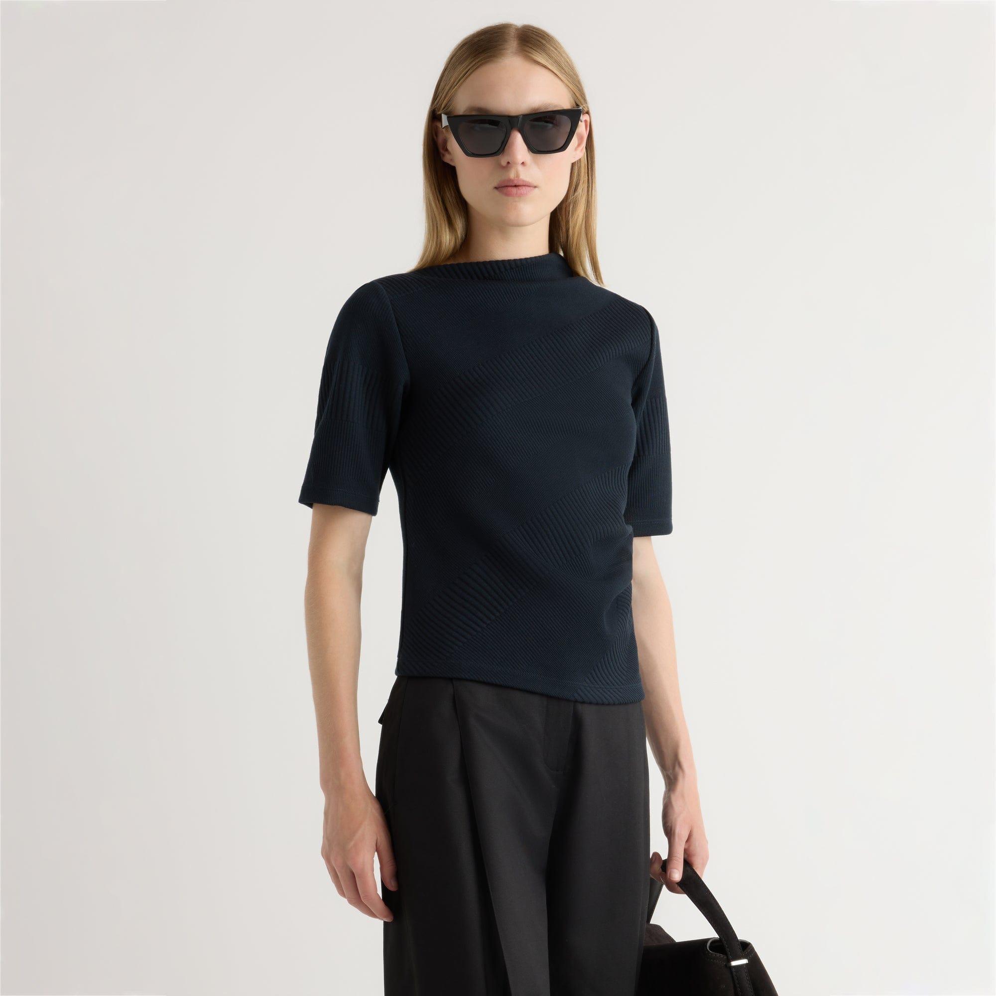 Pauline Ribbed Asymmetric-Neck Top Product Image