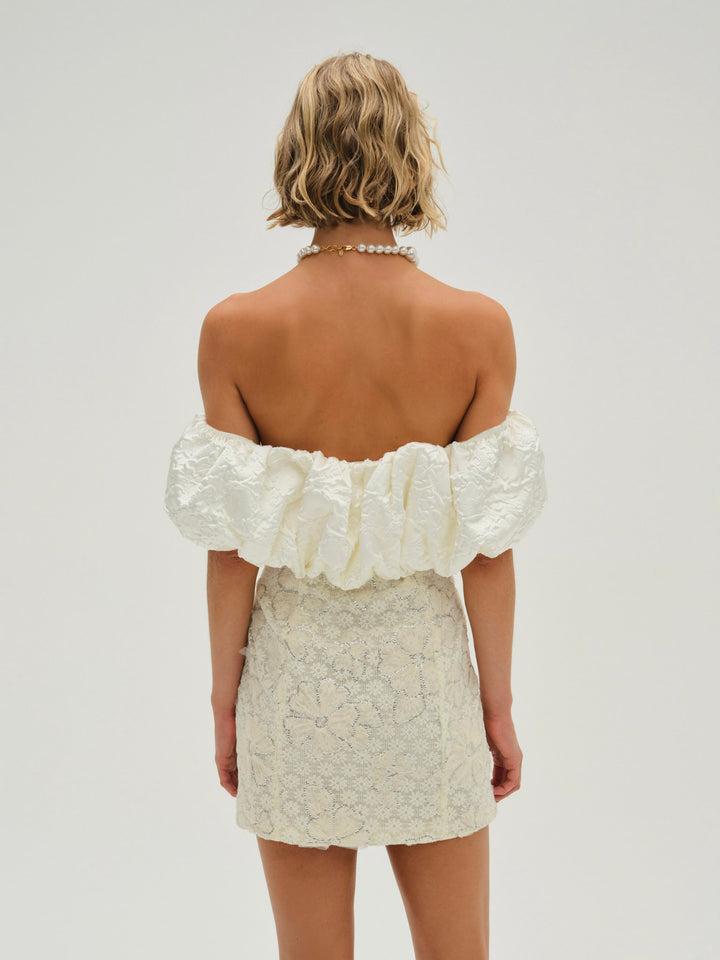 Snowflake Daisy Mini Dress — Cream Product Image