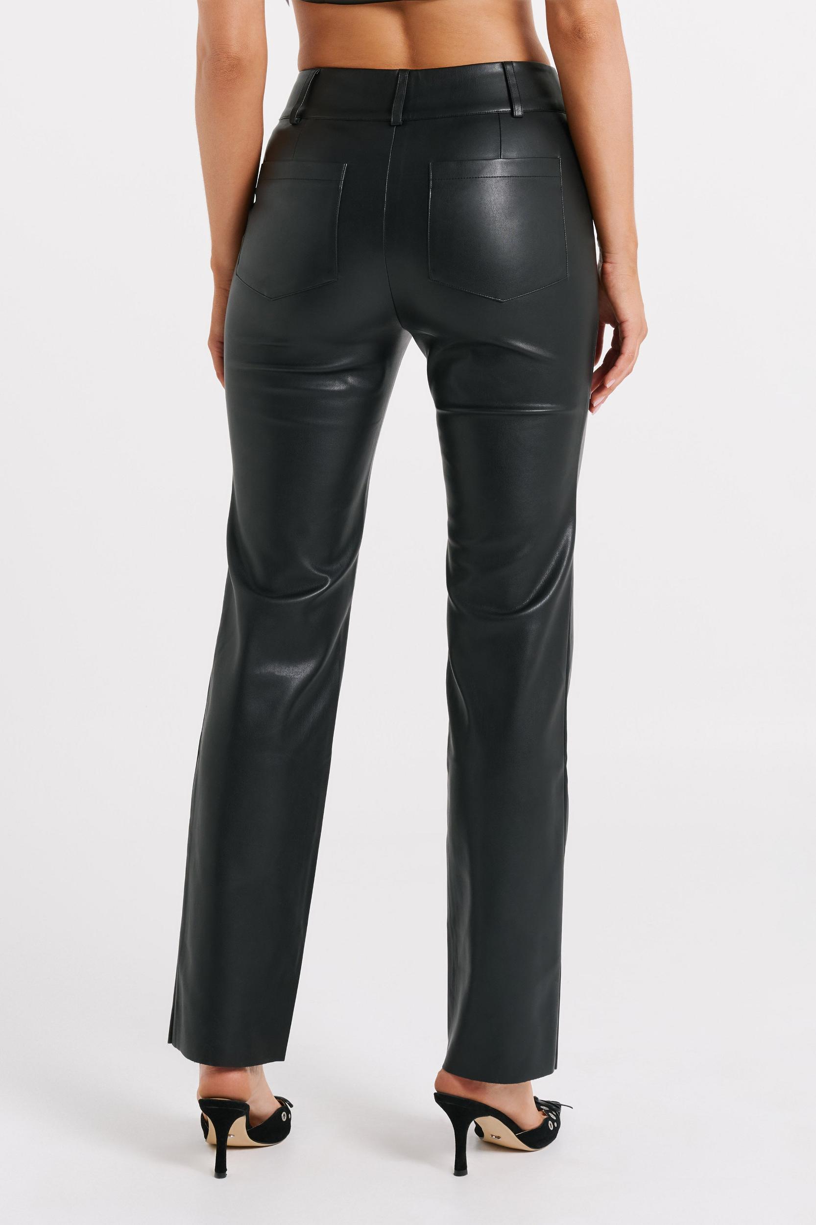 Laurette Faux Leather Straight Leg Pant - Black Product Image