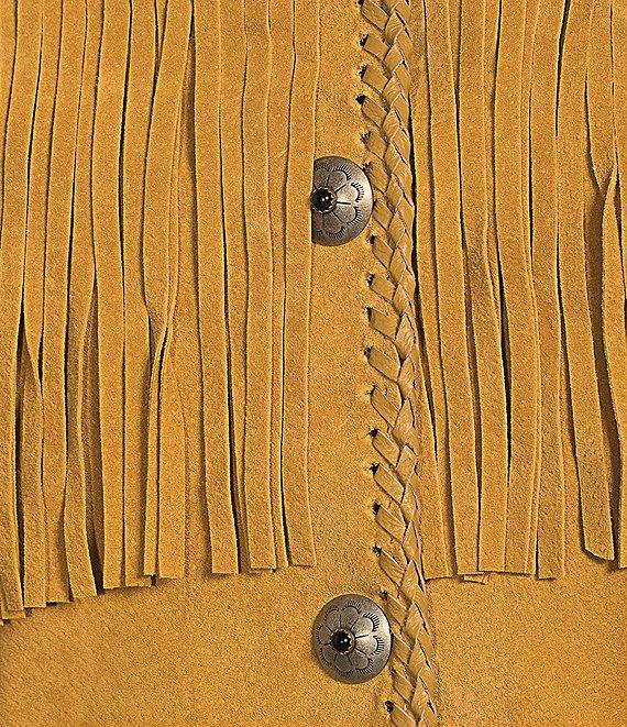 Scully Suede Leather Whipstitch Collar Fringe Jacket Product Image